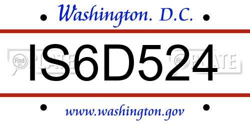 IS6D524 District Of Columbia License Plate