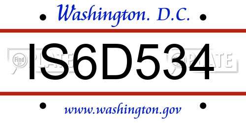 IS6D534 District Of Columbia License Plate