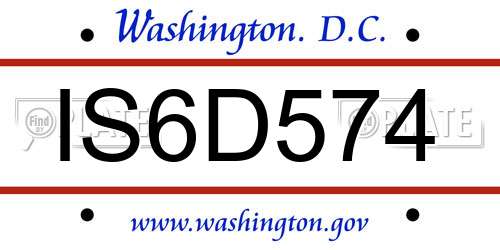 IS6D574 District Of Columbia License Plate