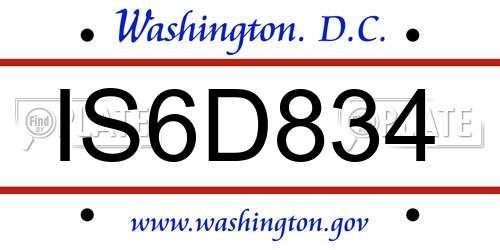 IS6D834 District Of Columbia License Plate