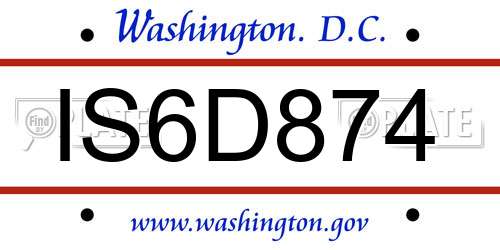 IS6D874 District Of Columbia License Plate