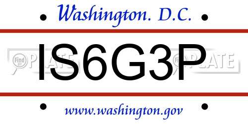 IS6G3P District Of Columbia License Plate