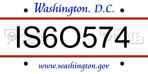 IS6O574 District Of Columbia License Plate