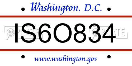 IS6O834 District Of Columbia License Plate