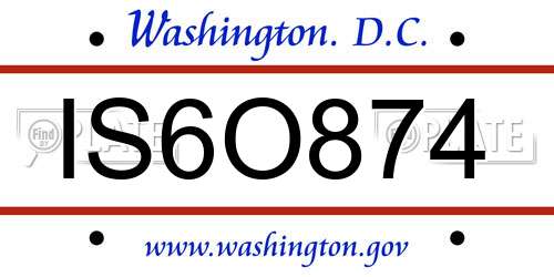 IS6O874 District Of Columbia License Plate