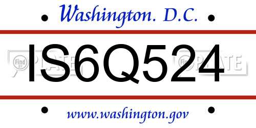 IS6Q524 District Of Columbia License Plate
