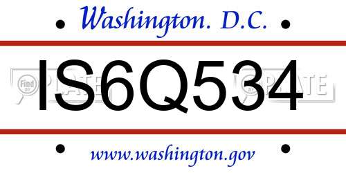 IS6Q534 District Of Columbia License Plate