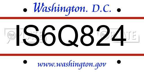 IS6Q824 District Of Columbia License Plate