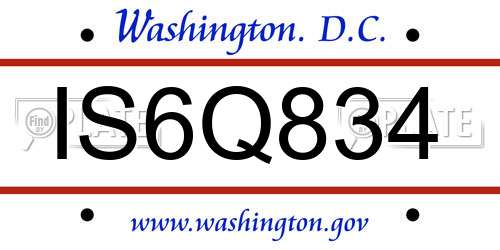 IS6Q834 District Of Columbia License Plate