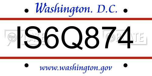 IS6Q874 District Of Columbia License Plate