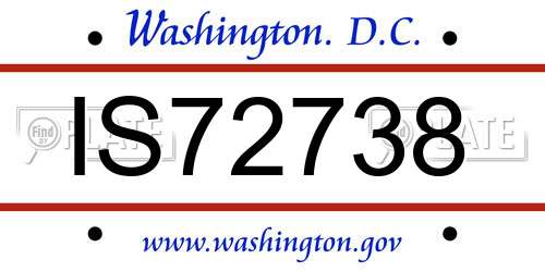 IS72738 District Of Columbia License Plate