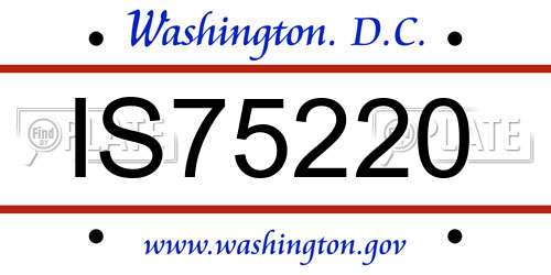 IS75220 District Of Columbia License Plate