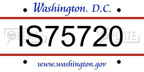 IS75720 District Of Columbia License Plate