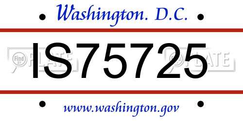 IS75725 District Of Columbia License Plate