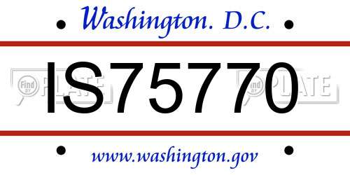 IS75770 District Of Columbia License Plate