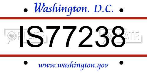 IS77238 District Of Columbia License Plate
