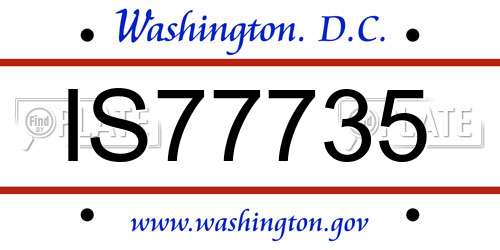 IS77735 District Of Columbia License Plate