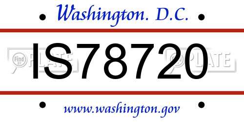 IS78720 District Of Columbia License Plate