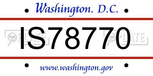 IS78770 District Of Columbia License Plate