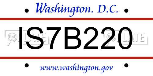 IS7B220 District Of Columbia License Plate