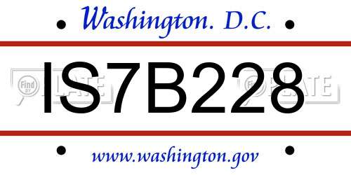 IS7B228 District Of Columbia License Plate