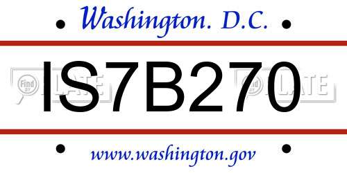 IS7B270 District Of Columbia License Plate