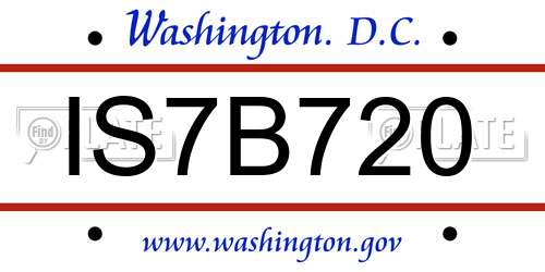 IS7B720 District Of Columbia License Plate