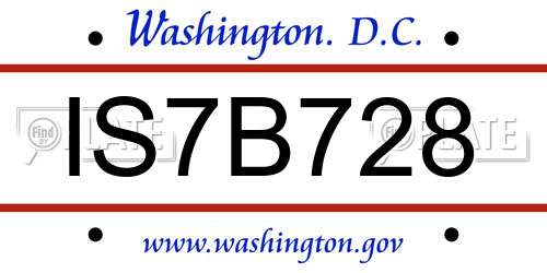 IS7B728 District Of Columbia License Plate