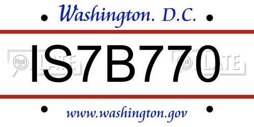 IS7B770 District Of Columbia License Plate