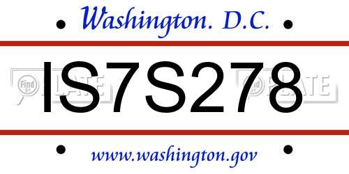 IS7S278 District Of Columbia License Plate