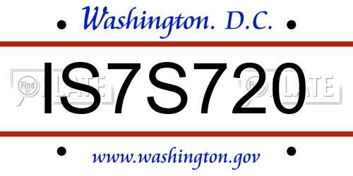 IS7S720 District Of Columbia License Plate