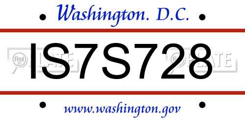 IS7S728 District Of Columbia License Plate