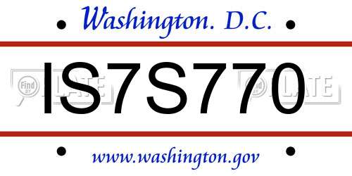 IS7S770 District Of Columbia License Plate