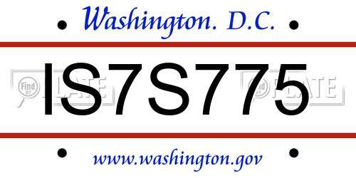 IS7S775 District Of Columbia License Plate