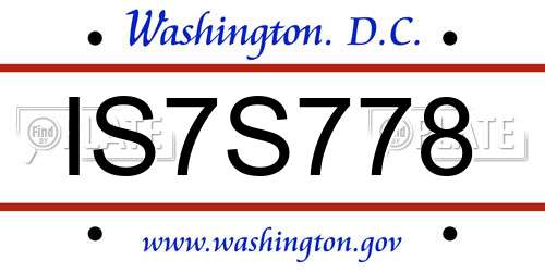 IS7S778 District Of Columbia License Plate