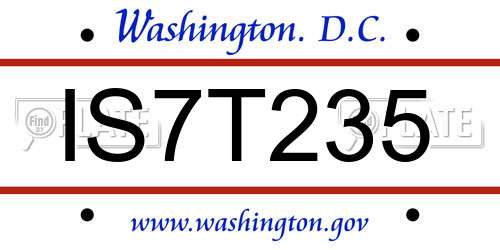 IS7T235 District Of Columbia License Plate
