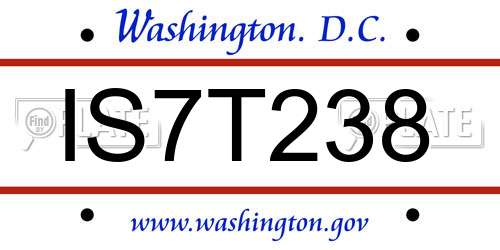 IS7T238 District Of Columbia License Plate