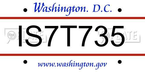 IS7T735 District Of Columbia License Plate