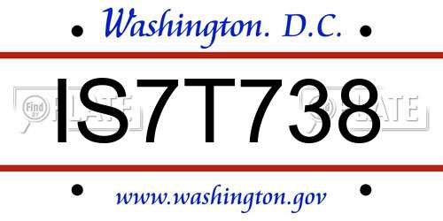 IS7T738 District Of Columbia License Plate
