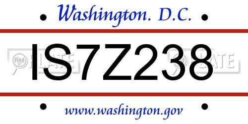 IS7Z238 District Of Columbia License Plate