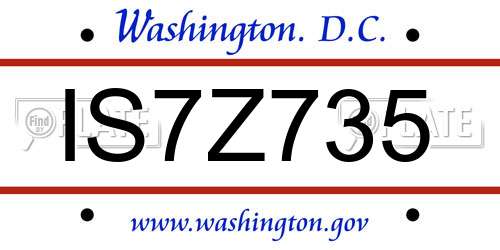 IS7Z735 District Of Columbia License Plate