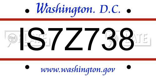 IS7Z738 District Of Columbia License Plate