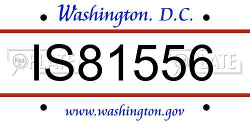 IS81556 District Of Columbia License Plate