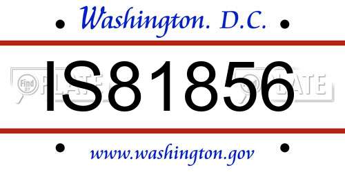 IS81856 District Of Columbia License Plate
