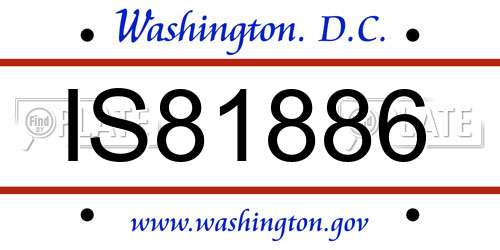 IS81886 District Of Columbia License Plate