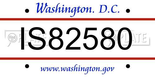 IS82580 District Of Columbia License Plate