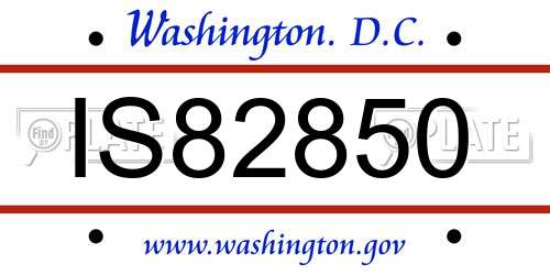 IS82850 District Of Columbia License Plate