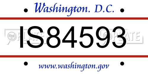 IS84593 District Of Columbia License Plate