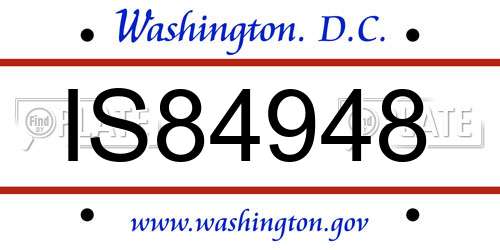 IS84948 District Of Columbia License Plate