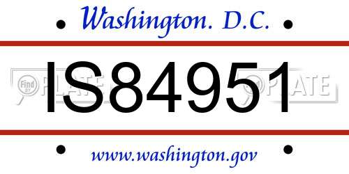 IS84951 District Of Columbia License Plate